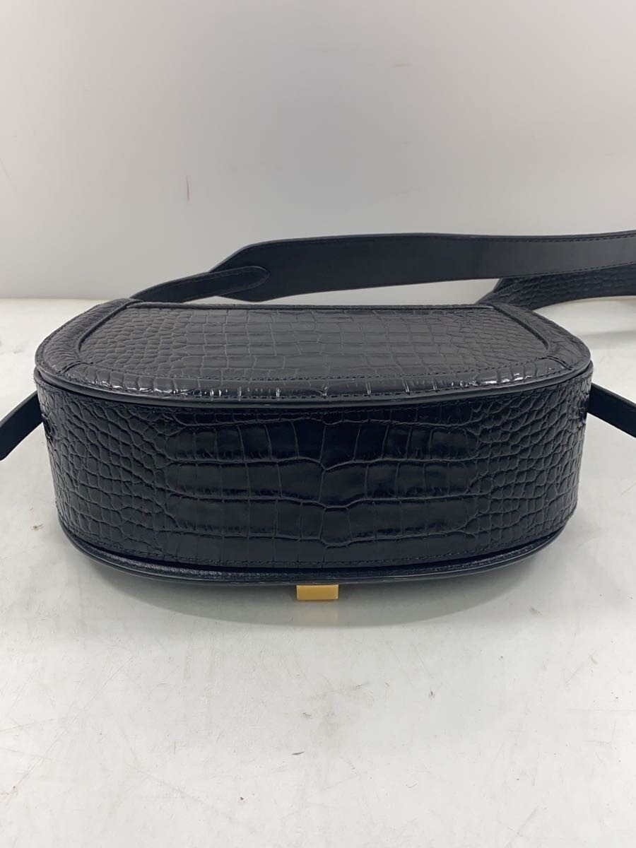 Polo Ralph Lauren Black Leather Embossed Saddle Shoulder Bag image 4