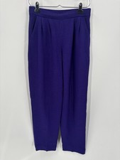 St. John Vintage Pants Womens 8 Purple Santana Knit Pull On Wool Pleated Pockets