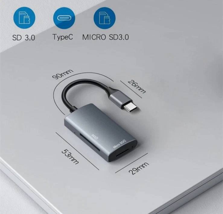 USB C Card Reader/Writer/OTG Adapter USB3.0 für SD Card MacBook Handy - Bild 2 von 3