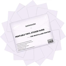 Printable Vinyl Sticker Paper - Waterproof Printable Vinyl for Laser & Inkjet Pr