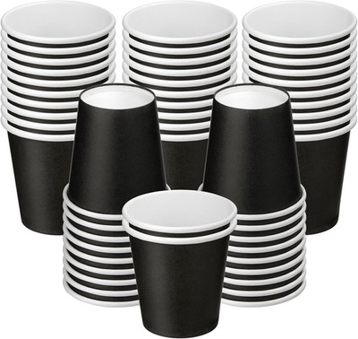 50 Count 3 oz Black Paper Cups Disposable Mouthwash Bathroom Espresso Shot Cups