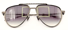 NEW Valentino V-STUD II VLS-133E Sunglass Black Rhodium Frame Gray Gradient Lens