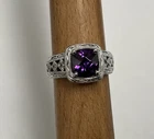 Vintage Tacori Cushion Cut Amethyst & CZ Over 925 Sterling Silver Ring Size 8