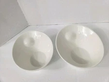 10 Strawberry Street 8" White Pinch Bowl Modern Slanted Design Set of 2