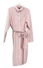 NWT Tommy Hilfiger Sz XXL Pink White Stripes Belted Shirt Dress Long Sleeves