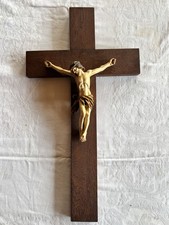 Antyczny drewniany krzyż Jezus sygnowany