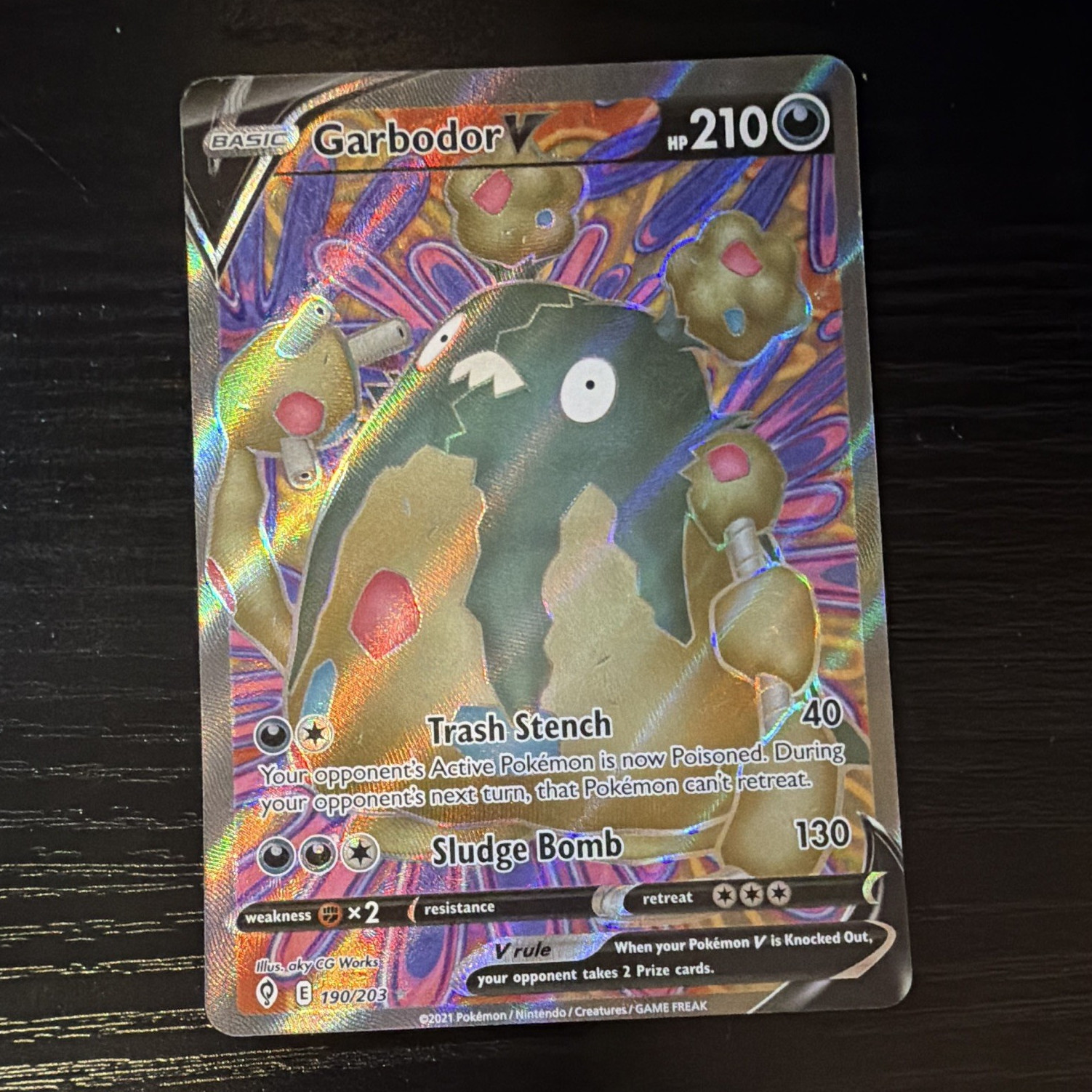 The Pokemon Company Garbodor V 190/203 Evolving Skies Full Art Holo Eng 210HP