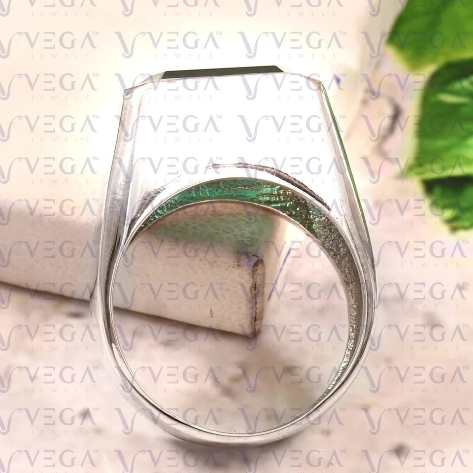 Anillo solitario de esmeralda natural corte esmeralda de 5,00 quilates chapado en platino 950PT Foto 4 de 4