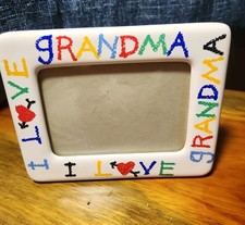 Vintage I Love My Grandma Ceramic Picture Frame 3 1/2 X 5 Photo Child  Memories