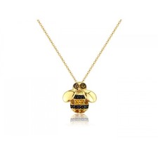 9ct Gold Black Diamond & Citrine Bee Pendant & Necklace
