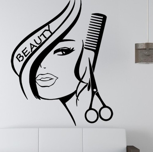 Calcomanía de pared BIBITIME Beauty Girl peluquería peluquería salón de belleza pegatina - Imagen 1 de 14