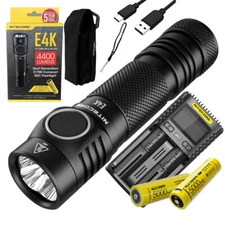 NITECORE E4K  Flashlight - 4400 Lumens w/ extra NL2150HPR & UMS2 Charger