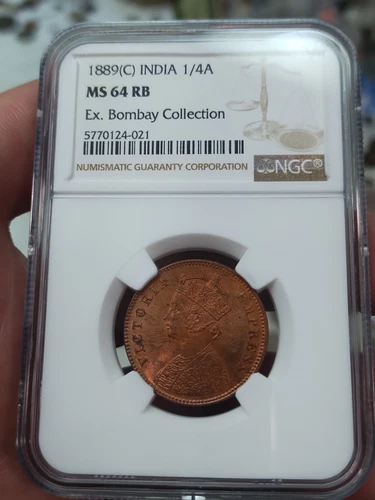 India 1889 (C) 1/4 Anna NGC MS64