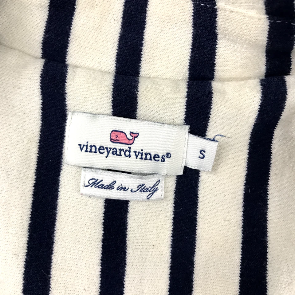 Chaqueta Vineyard Vines Mujer Pequeña Blanca Azul Rayas Abrigo Abierto Mangas Largas Foto 4 de 4