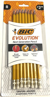 Bic Revolution Next Generation Pencil #2HB Pack Of 8 Durable Non Toxic NIP