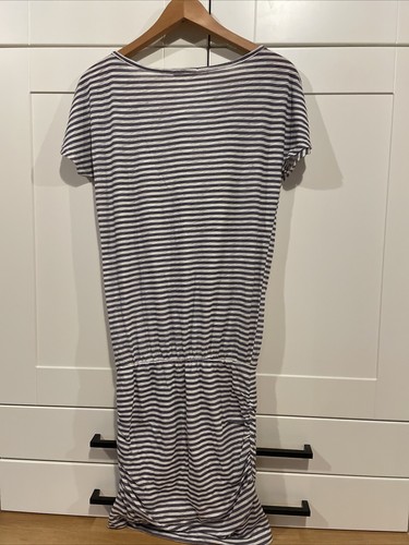 Sundry USA Made blau weiß Streifen Jersey Strick leichtes Kleid gerafft Gr. 2 - Bild 4 von 5