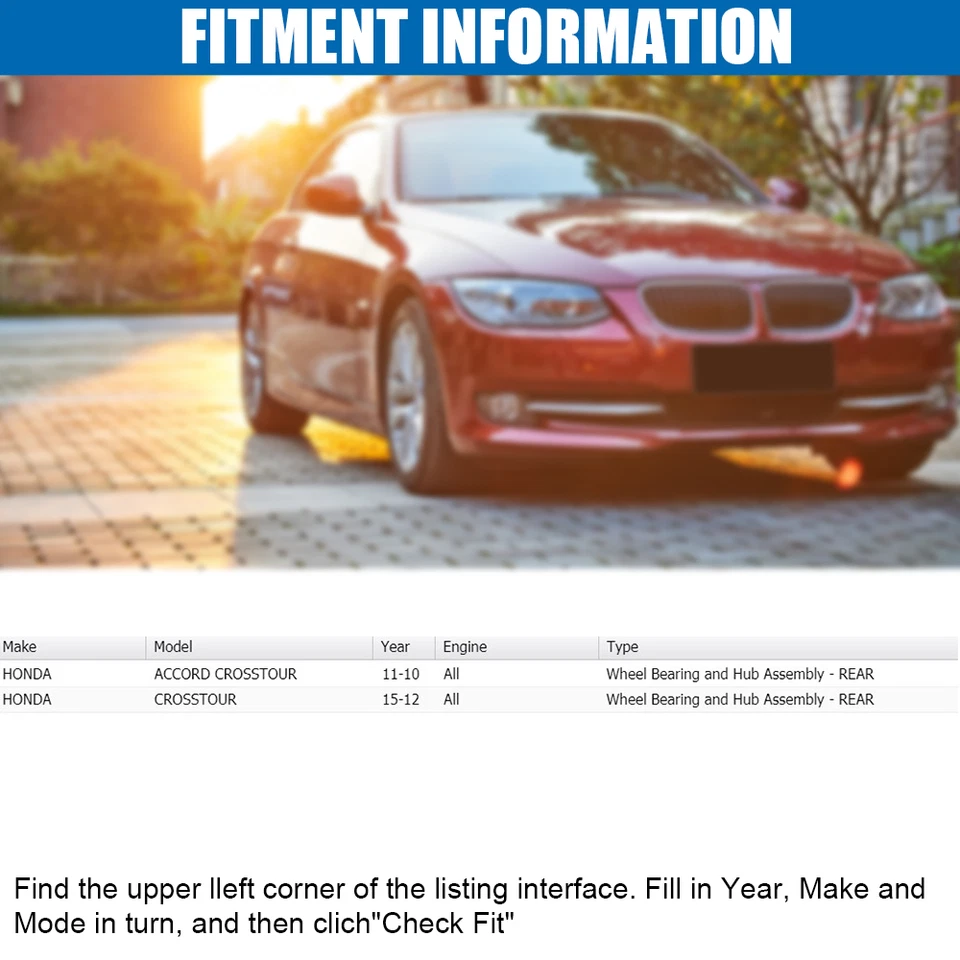 Pair Rear Wheel Bearing Hub Kit for Honda Crosstour 15-12/Accord Crosstour 11-10 - Imagem 3 de 4