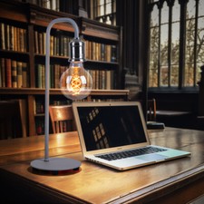 Tischlampe Tischleuchte Leselampe grau Retro Beistellleuchte Schlafzimmerlampe