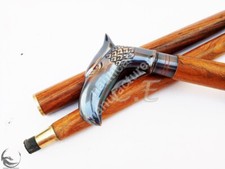 Vintage antique Eagle Head Brass Handle Cane Wooden Walking stick new designer