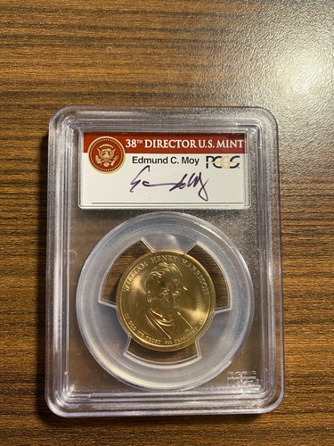 2009 William Harrison Presidential Missing Edge Lettering Moy Signed PCGS MS 66 - Picture 2 of 2