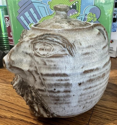 Grande teiera viso arte popolare - ceramica smaltata fatta a mano - Foto 8 di 8