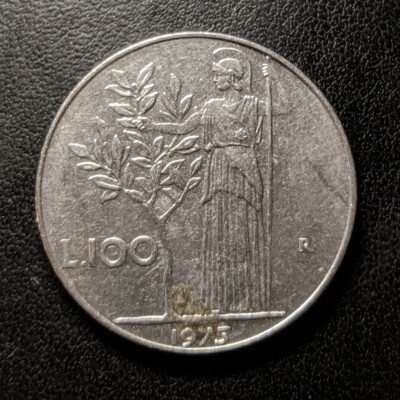 1975 Italy Republic Italiano L100 Lire Stainless Steel Lira