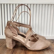 Journee Collection Tru Comfort Foam Heels Womens Size 7.5 Beige Strappy Pumps