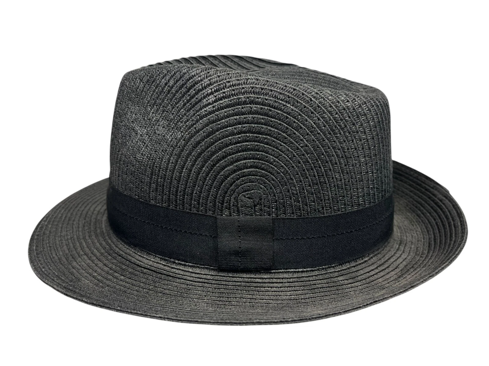DORFMAN PACIFIC Black Handmade 100% PAPER FEDORA HAT Summer Beach Sun Cap Sz M