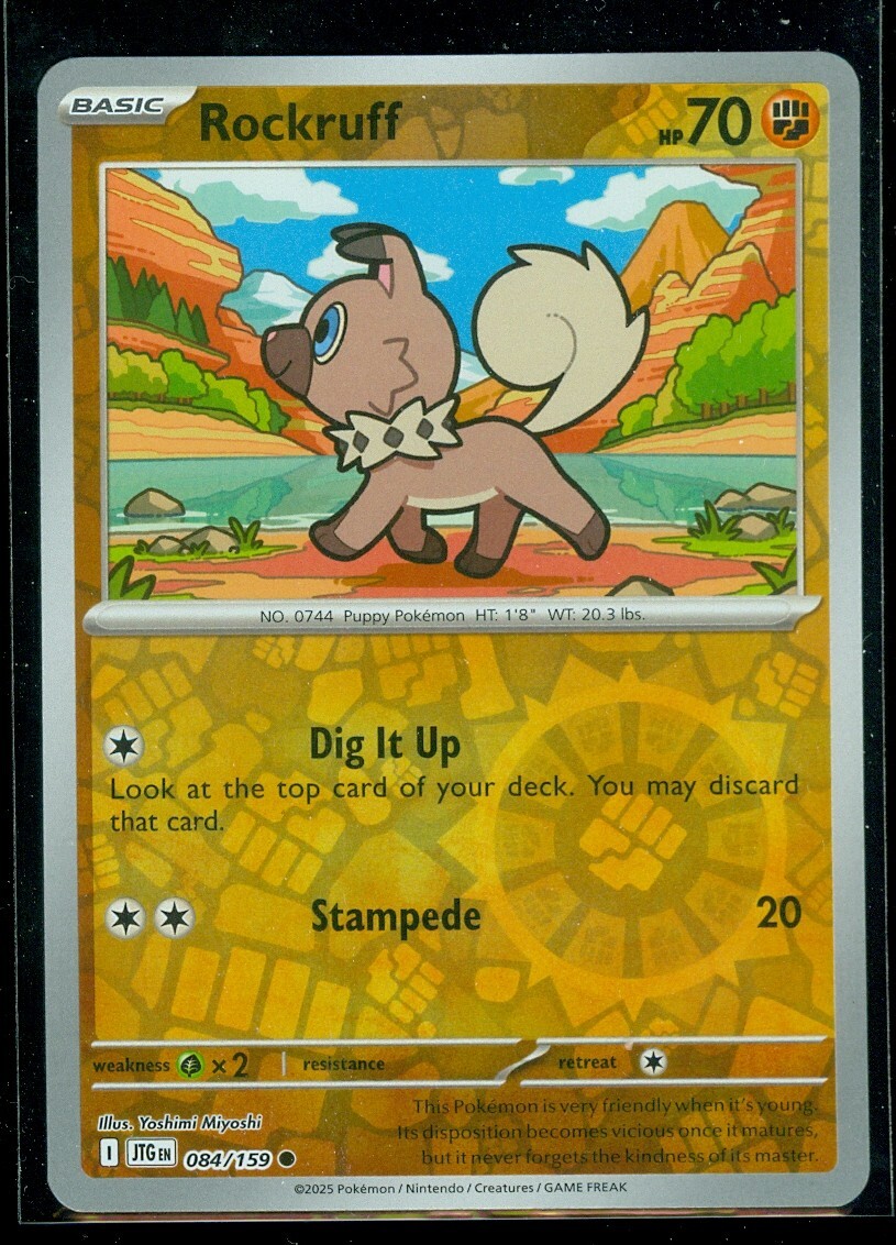 Pokemon ROCKRUFF 084/159 Journey Together  Rev Holo - MINT