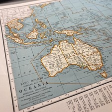 1940's Australian Oceania atlas Map Vintage before end of WW2