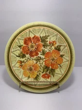 6 Vintage nhp Artisan Ware Melamine Dinner Plates 10” Orange/Yellow Flowers