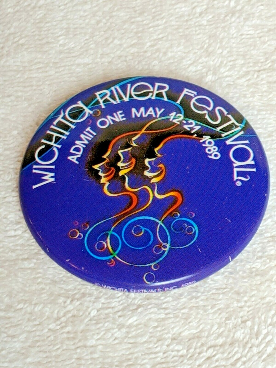 Wichita River Festival Button from 1989 Fantastic Condition