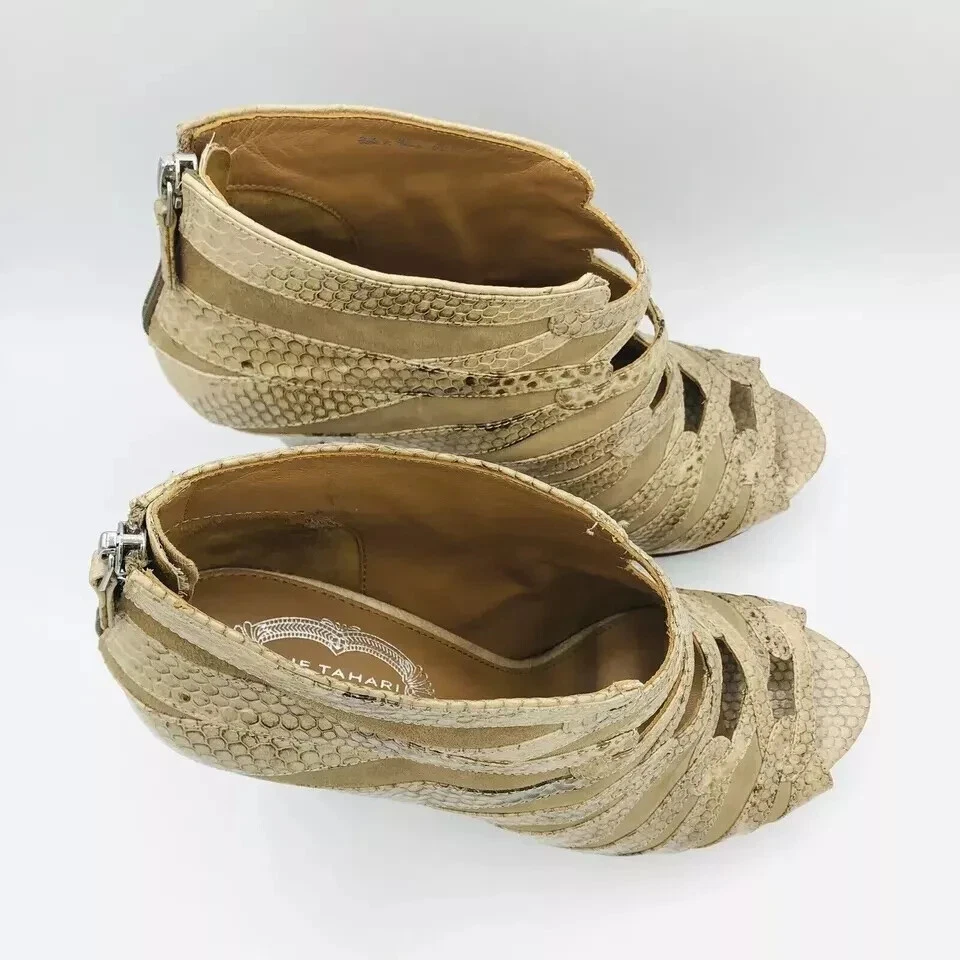 Zapatos para mujer Elie Tahari EE. UU. 10,5/UE 40,5 cuero tacón al tobillo plataforma estampado serpiente Foto 2 de 4