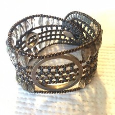 Bracciale Ziio unico cristallo fumè e perle labradorite con anelli argento usato in ottime condizioni