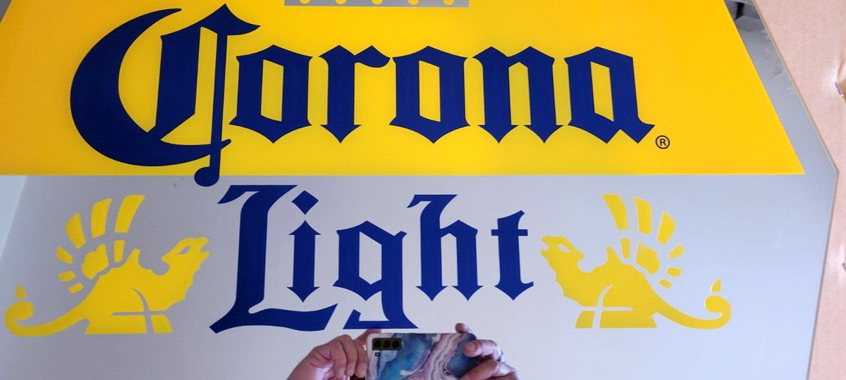 CORONA LIGHT BEER NOW ON DRAFT FRAMELESS WALL MIRROR SIGN BAR