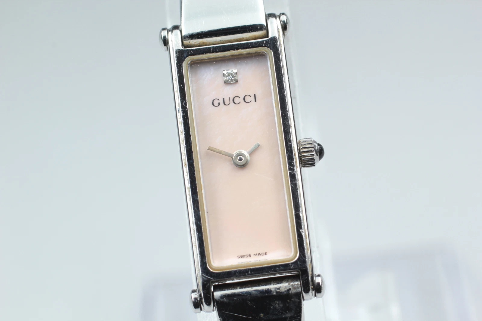 [Exc+5] Montre Femme Vintage Gucci 1500L Cadran Coquille Rose 1P Diamant du JAPON