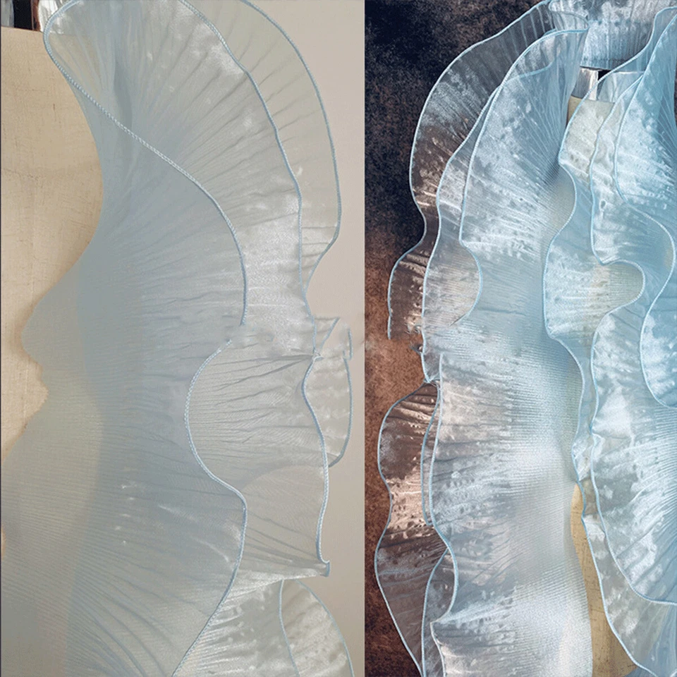 1Yd Big Wave Ruffled Lace Trims Tulle Ruffle Border Pleated Fabric Trim Organza - Image 4 of 4