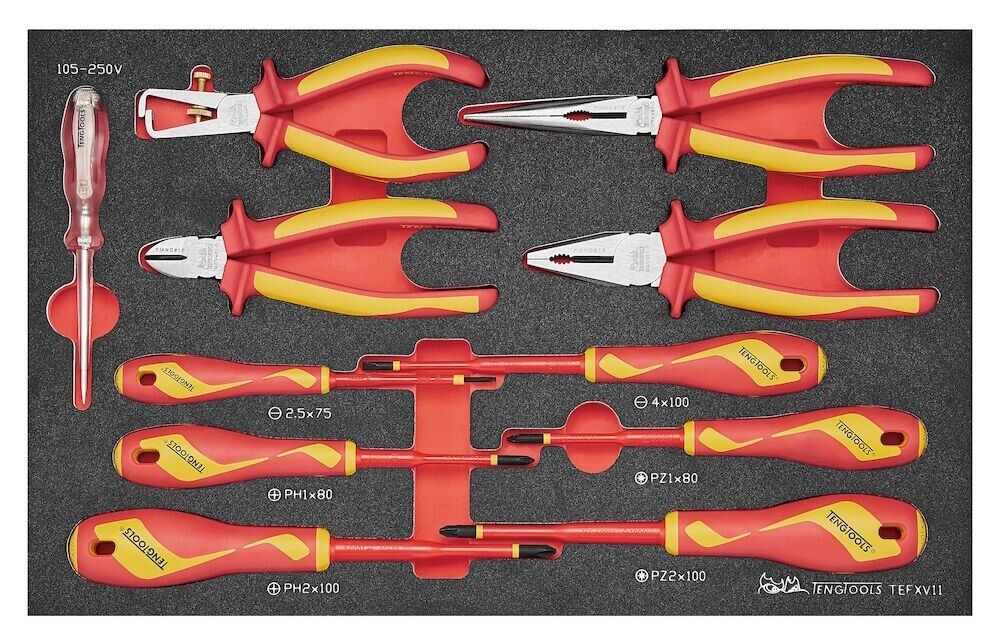 Teng Tools TEFXV11 - Insulated Screwdriver & Plier Set (1000 Volts) - 11pcs