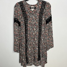 Knox Rose Dress Womens XS Floral Hi Low Crochet Long Sleeve Bohemian