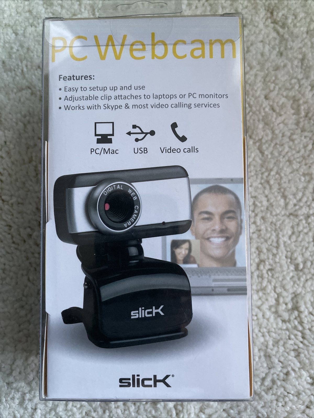 SLICK PC WEBCAM VIDEO CALLS WORKS WITH SKYPE-EASY SET UP. NEW