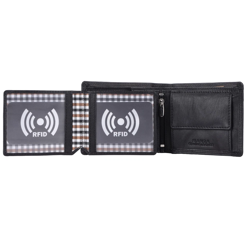 Geldbörse Herren Portemonnaie Echt Leder Börse Geldbeutel RFID Blocker MANZA® - Bild 3 von 4