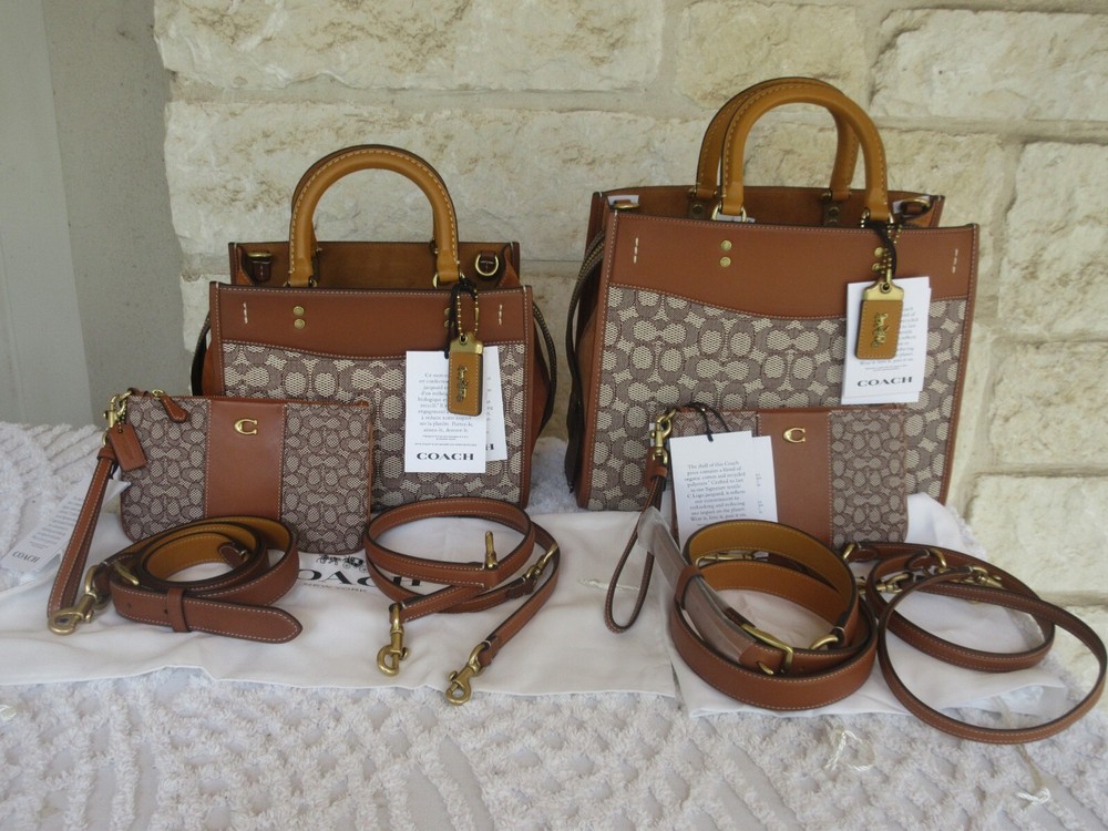 NWT COACH 1941 Large Rogue or Med Signature Textile Jacquard Cocoa/Burnished Amb