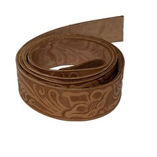 Gorgeous Hand Tooled Leather Buckle Belt Floral Design Snap Closure 48  EUC