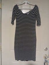 Belle & Sky • Off Shoulder Striped Midi Dress Size L