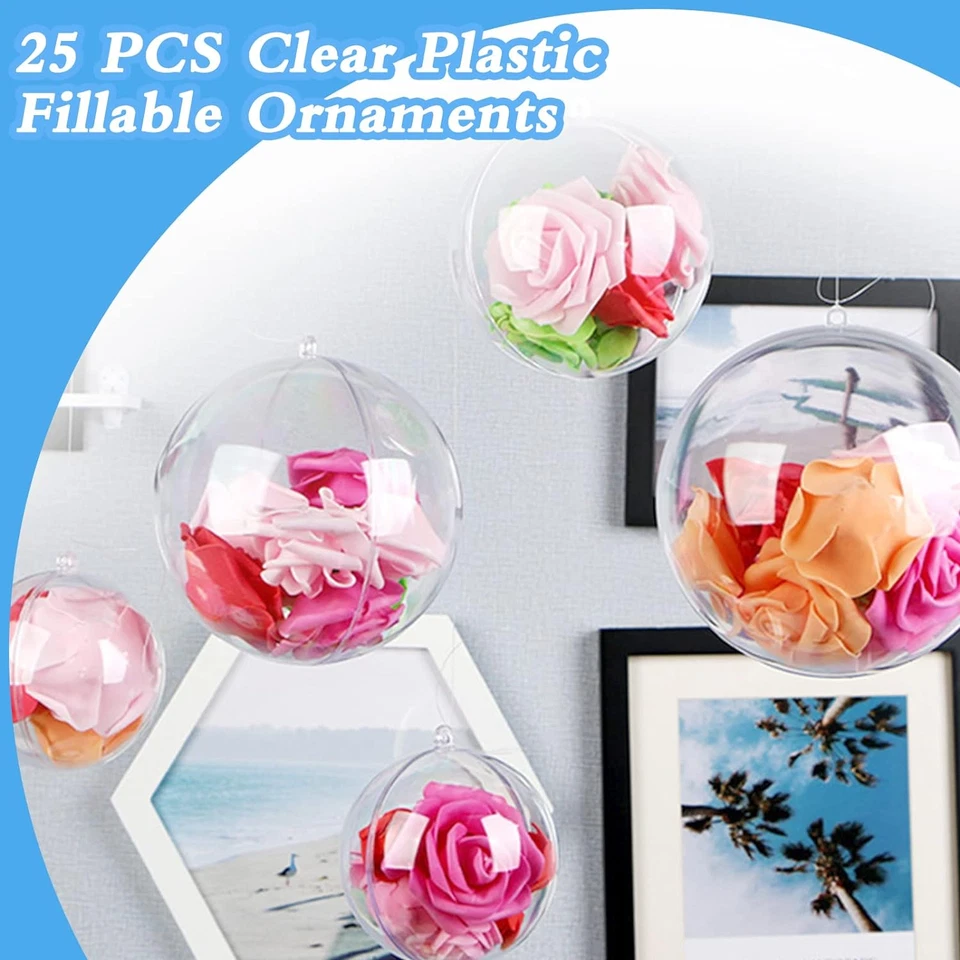 25 PIEZAS Adornos Rellenables Transparentes - Hágalo Usted Mismo Bolas Artesanales para Navidad, Boda, Fiesta Foto 3 de 4