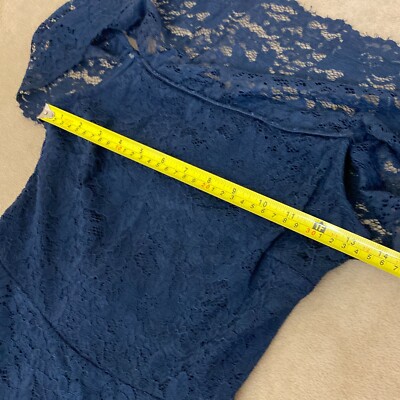 Charlotte Russe Womens Navy Blue Lace Off The Shoulder A Line Dress Size  Small | eBay