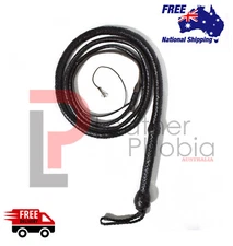 12 Feet Long 16 Plait Dark Brown Genuine Top Grain Leather Heavy Duty Bullwhip