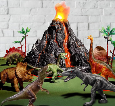 Volcanic Eruption Dinosaur Dinosaur Toys with Simulation Volcano for Kids 3-12 Y