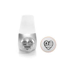 Heart Shaped American Flag Metal Stamp, 6mm- Jewelry Punch ImpressArt Partriotic