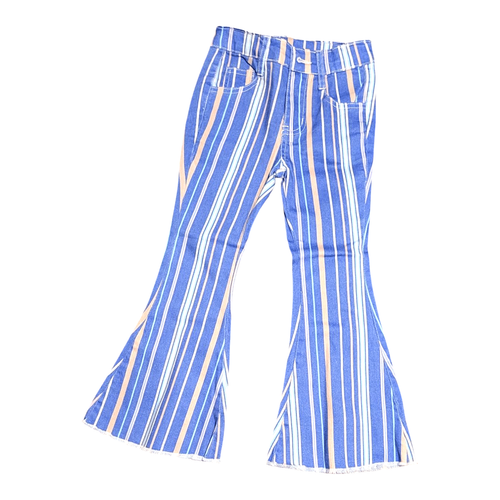 Girls' MultiColor Stripe Bootcut Jeans w/ Adjustable Waistband (Sizes 5/6 - 8/9) - Picture 2 of 7